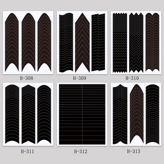 Set 6 Tấm Sticker Dán Móng Màu Đen Kiểu Pháp