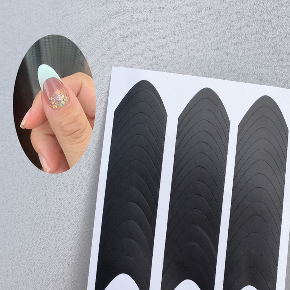 Set 6 Tấm Sticker Dán Móng Màu Đen Kiểu Pháp