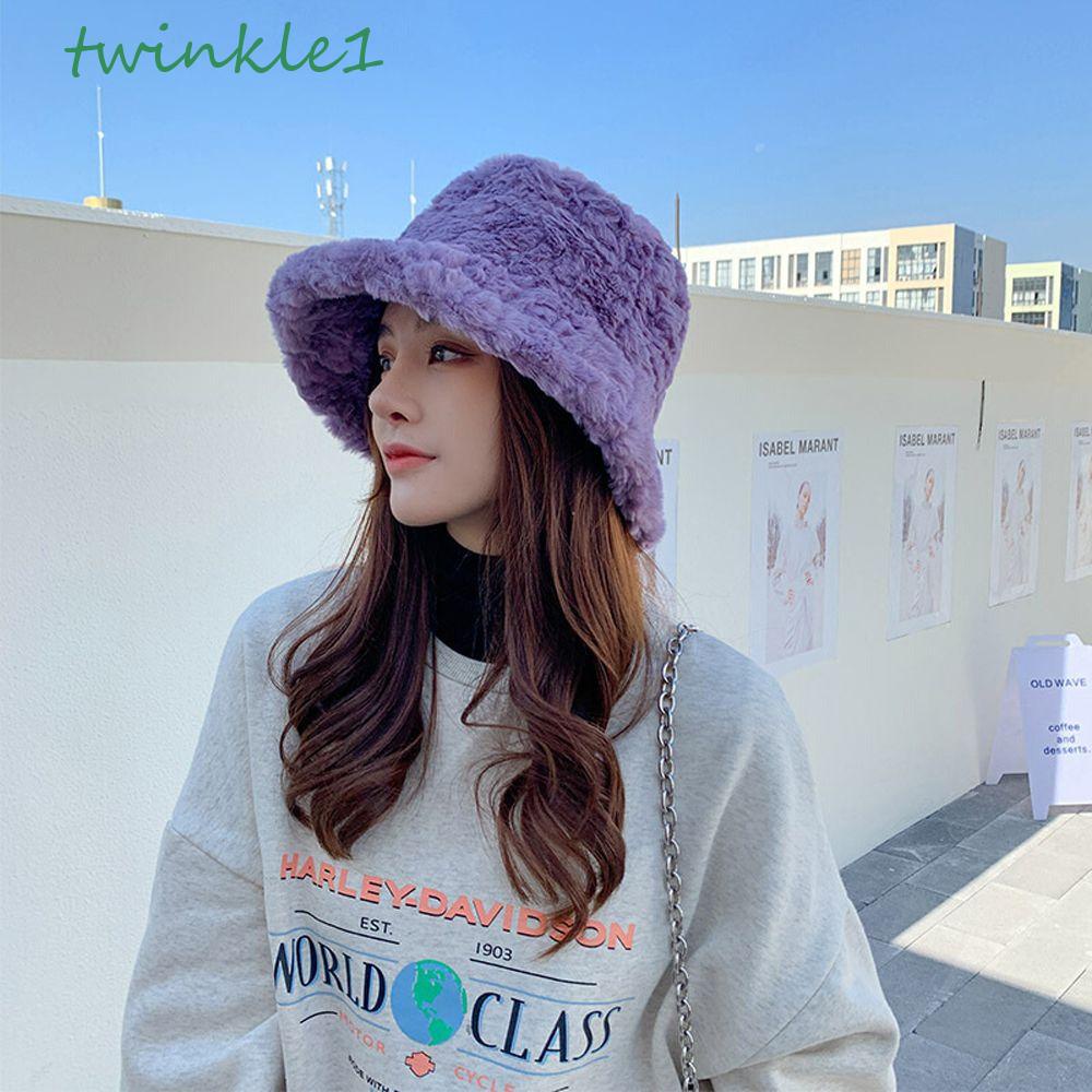 Nón Panama Giả Lông Thỏ Phong Cách Vintage Ngọt Ngào Thời Trang Thu Đông