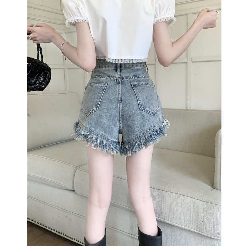 Quần Short Denim Thời Trang Mùa Hè Hàn Quốc RENJIANVSHENG