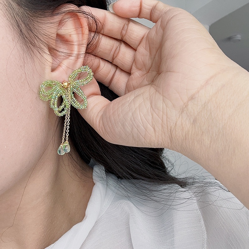 Hoa Tai Tua Rua Hình Giọt Nước & Bướm Đính Hạt