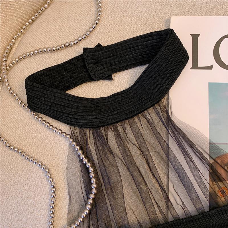 Áo Hai Dây Ngắn Mỏng Phối Lưới Thời Trang Mùa Hè Cho Nữ