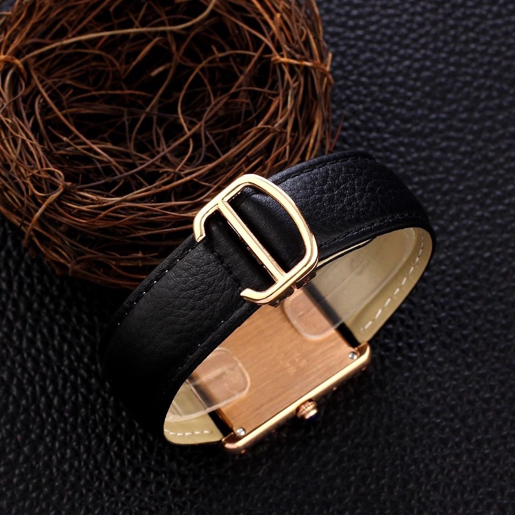 Novicta Đồng Hồ Thạch Anh Bằng Thép Dây Da Siêu Mỏng Mặt Vuông Đơn Giản Cho Cặp Đôi Nam Nữ