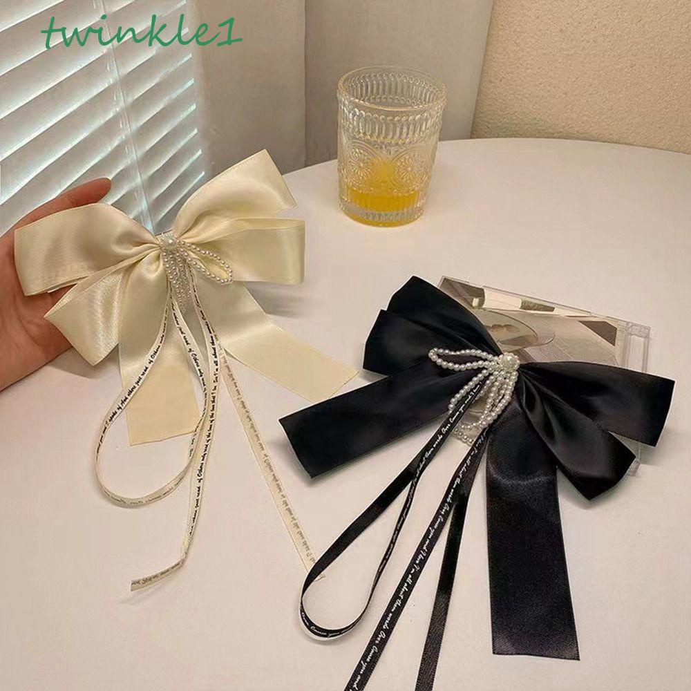 Kẹp Tóc Vải Satin Hình Nơ Lấp Lánh Dễ Thương Cho Nữ