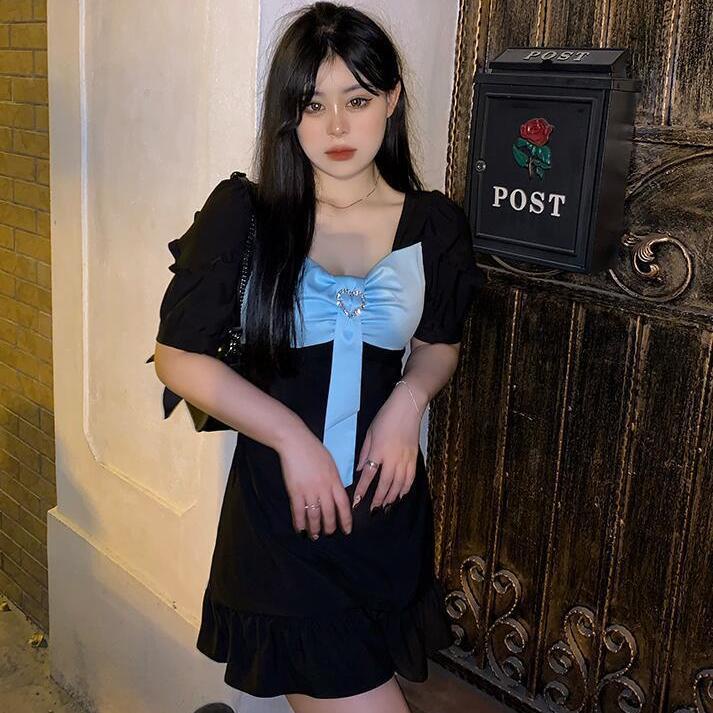 Đầm Ngắn Cổ Vuông Ôm Eo Đính Nơ Thời Trang Mùa Hè Hàng Mới Năm 2021 Dành Cho Bạn Nữ