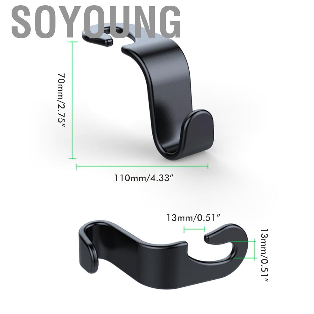 Soyoung 4Pcs Car Seat Headrest Hooks Back Hanger Storage Organizer for Handbag Purse Coat Clothes Grocery Bags