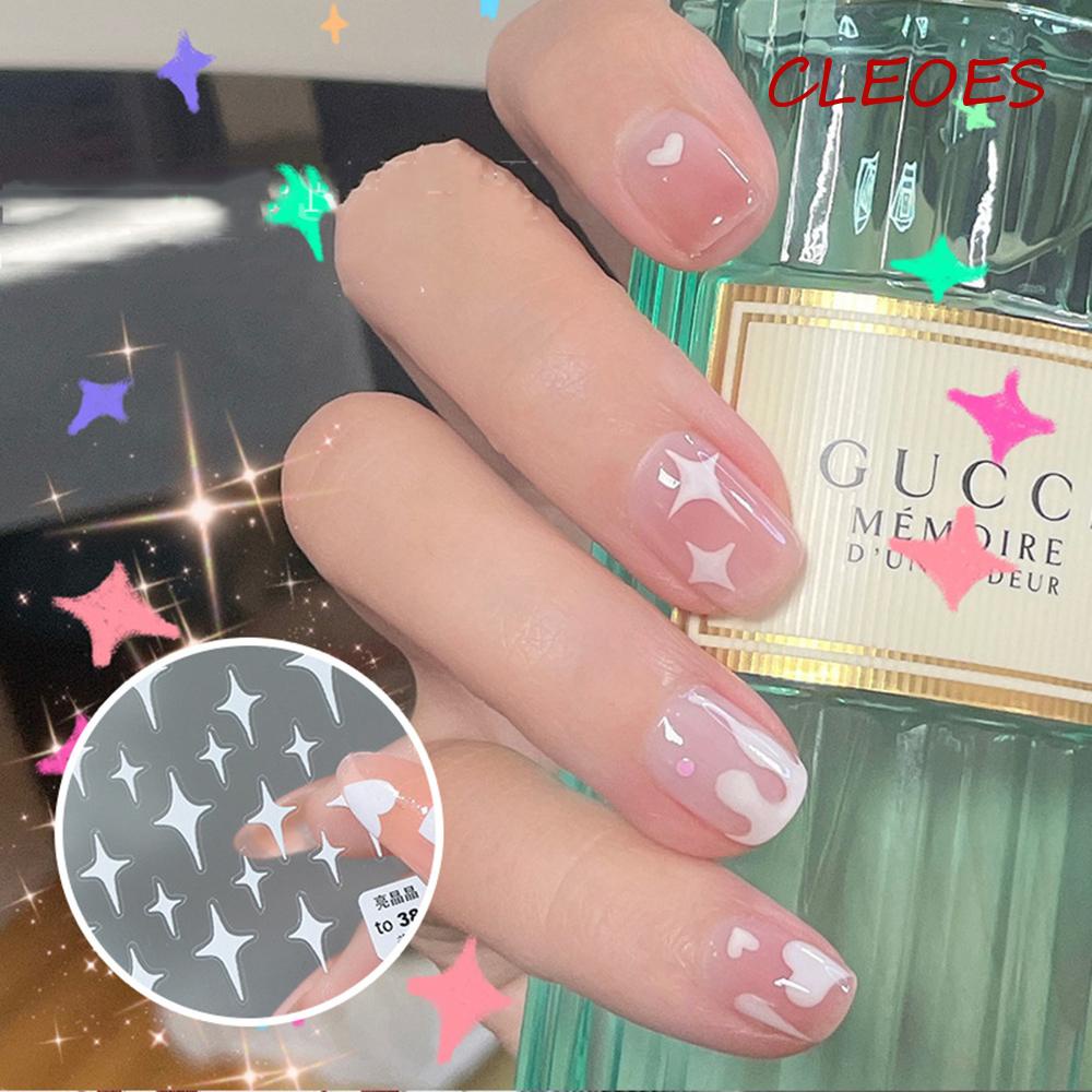 Miếng Dán Móng Tay Tự Dính Họa Tiết Trái Tim 3D Màu Trắng Thời Trang DIY