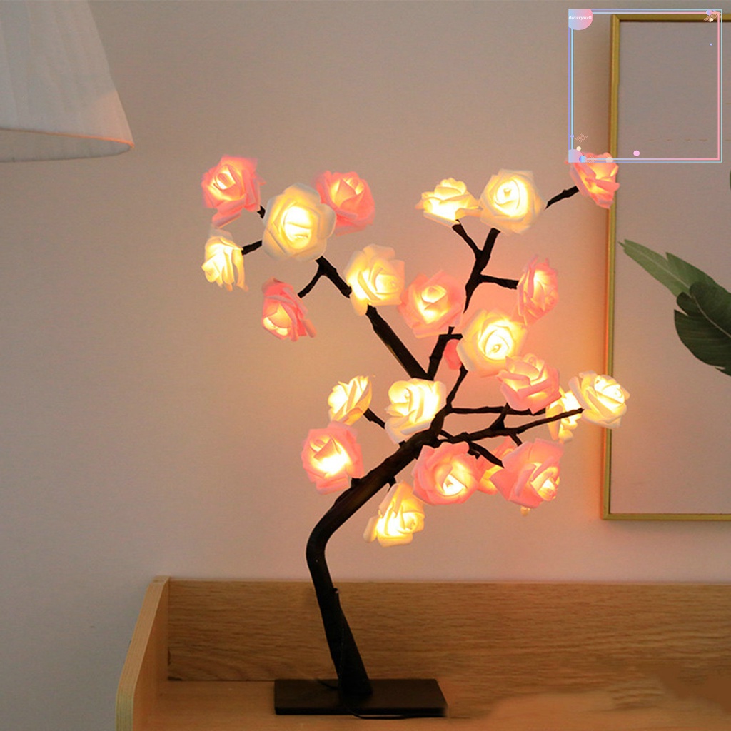 [DDJ] Đèn LED Để Bàn Hình Hoa Hồng Mềm Mại Công Suất Thấp Kết Nối Cổng USB Có Thể Tháo Rời