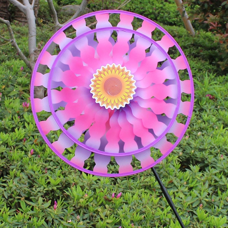 Quạt Xoay Gió Hai Tầng Nhiều Màu Trang Trí Sân Vườn