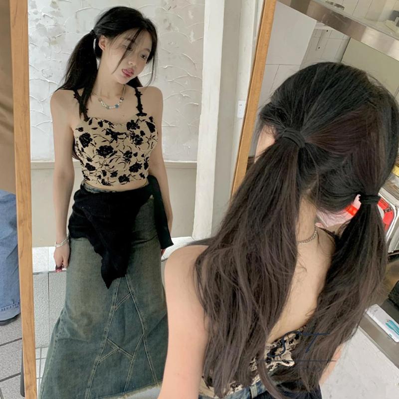 Áo Croptop Hai Dây In Họa Tiết Hoa Có Miếng Đệm Ngực CY03 Cho Nữ