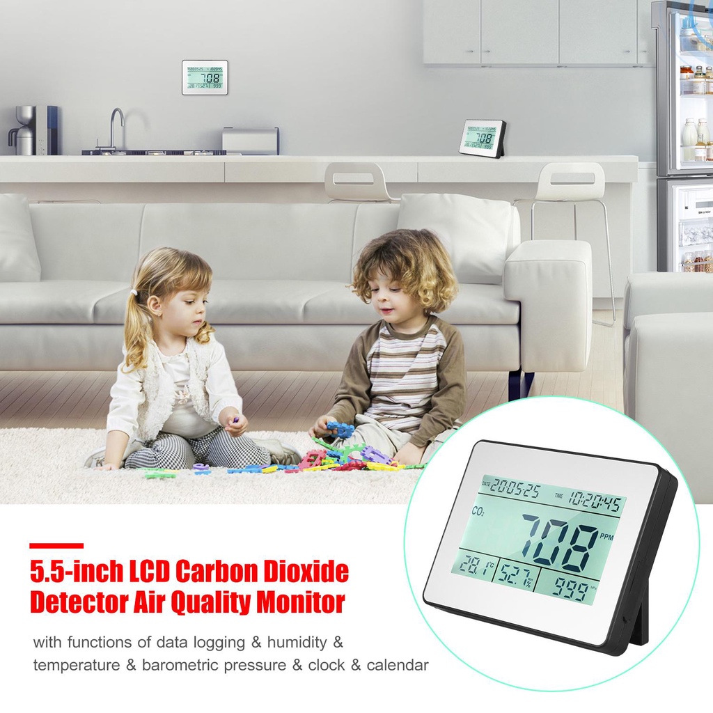 Thiết Bị Kiểm Tra Chất Lượng Không Khí Carbon Dioxide 5.5-inch LCD 5.5-inch Gắn Tường CO2