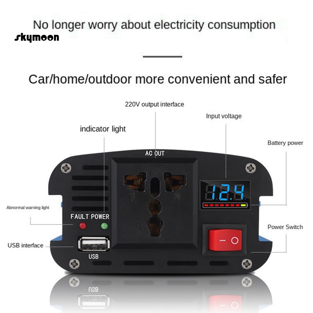 Bộ Chuyển Đổi Nguồn Điện 500W 12 / 24 / 36 / 48V Sang 220V Cho Xe Hơi