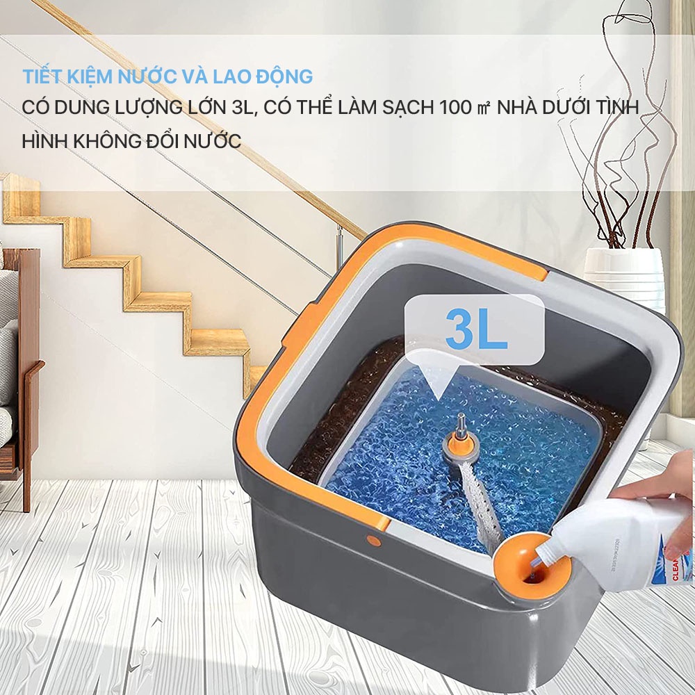 Cây lau nhà Joybos M16/M19,Đồ lau nhà cao cấp,Tự tách nước thải thông minh,Kèm 2 khăn thay thế