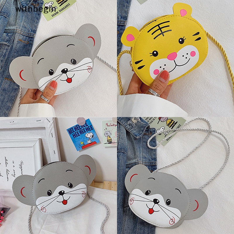 Túi Đeo Chéo Hình Tròn In Họa Tiết Hoạt Hình Động Vật Có Khóa Kéo Thời Trang Cho Nữ