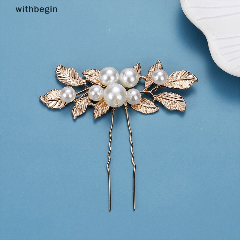 Lược Cài Tóc Chữ U Hình Hoa Lá Đính Ngọc Trai Nhân Tạo Thời Trang Cho Cô Dâu