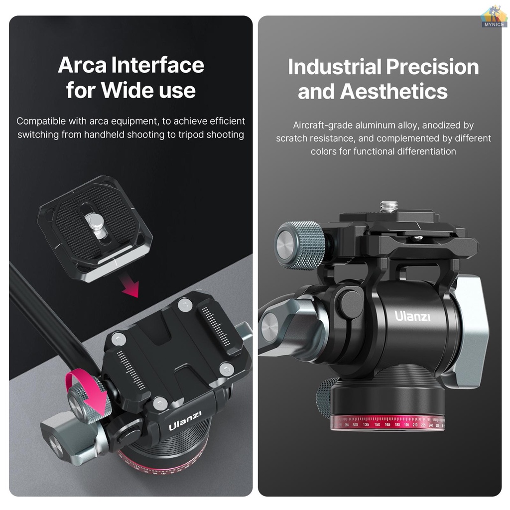 Đầu Bi Nghiêng Ulanzi U-190 Nhỏ Gọn Bằng Hợp Kim Nhôm Với Ốc Vít 10kg / 22lbs Chịu Tải Trọng 10kg