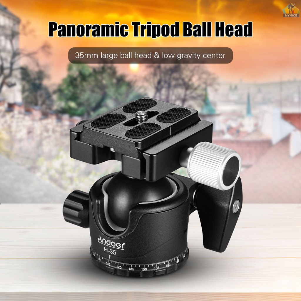Giá Đỡ Máy Ảnh Đầu Bi Andoer H-35 Panorama Trọng Lực Thấp Thiết Kế Trung Tâm Trọng Lực Thấp Bằng Hợp Kim Nhôm Tải Trọng Tối Đa 15kg / 33lbs