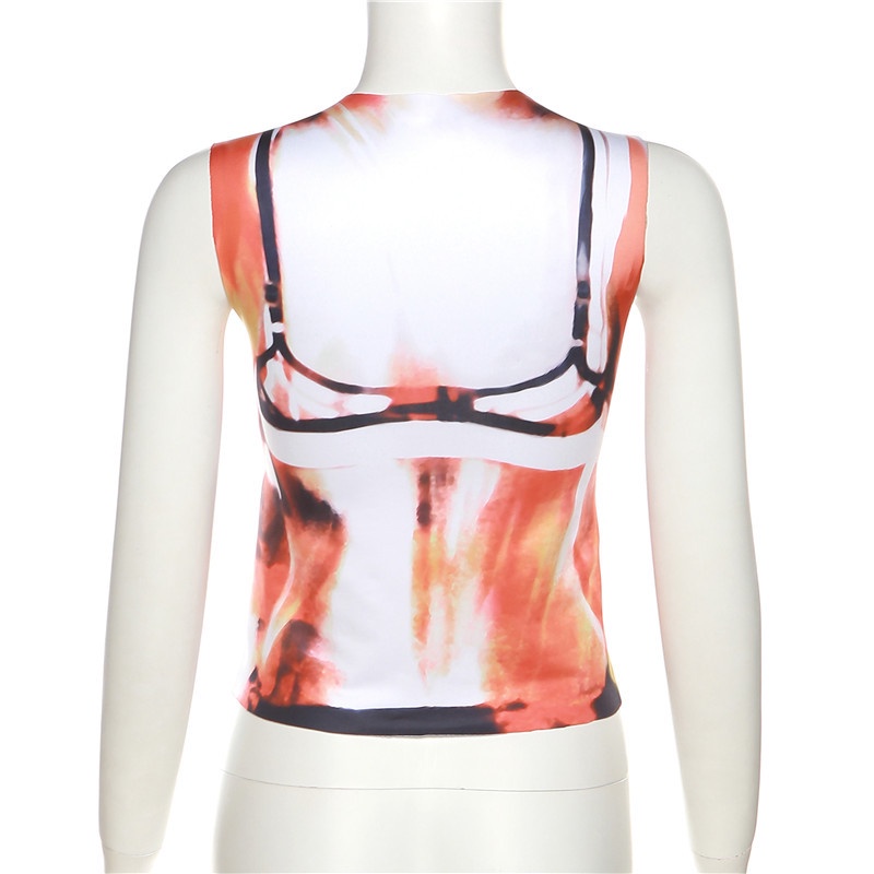 Áo Lưới Crop Top In Họa Tiết 3d Gợi Cảm Cho Bạn Gái