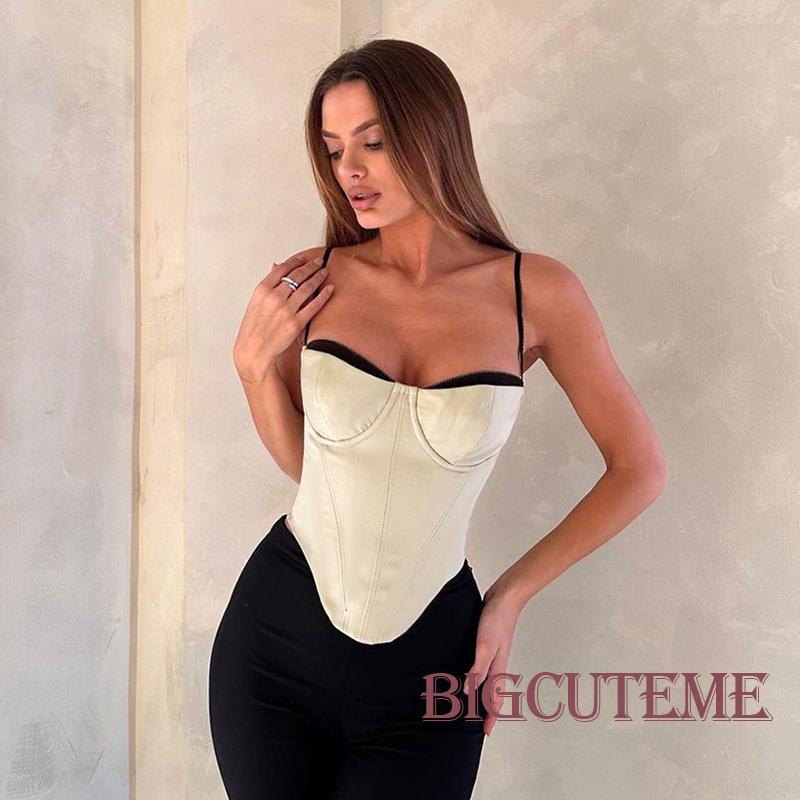 Áo Croptop Sát Nách Màu Sắc Tương Phản Thời Trang Mùa Hè Cho Nữ