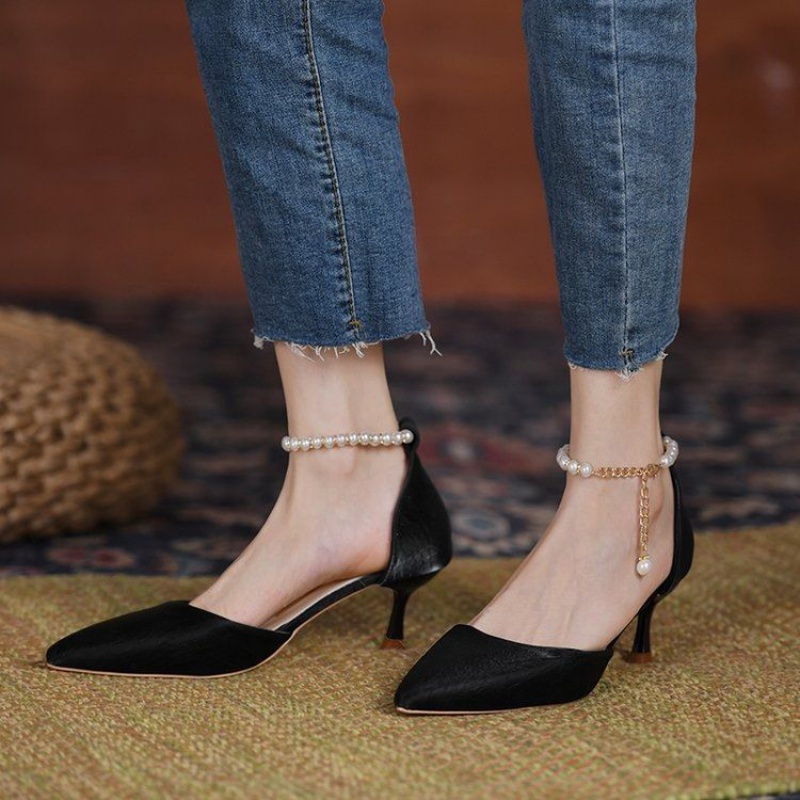 Giày Cao Gót Đế Phẳng Đính Ngọc Trai Nhân Tạo Phong Cách Thời Trang Pháp Hàng Mới Dành Cho Bạn Nữ