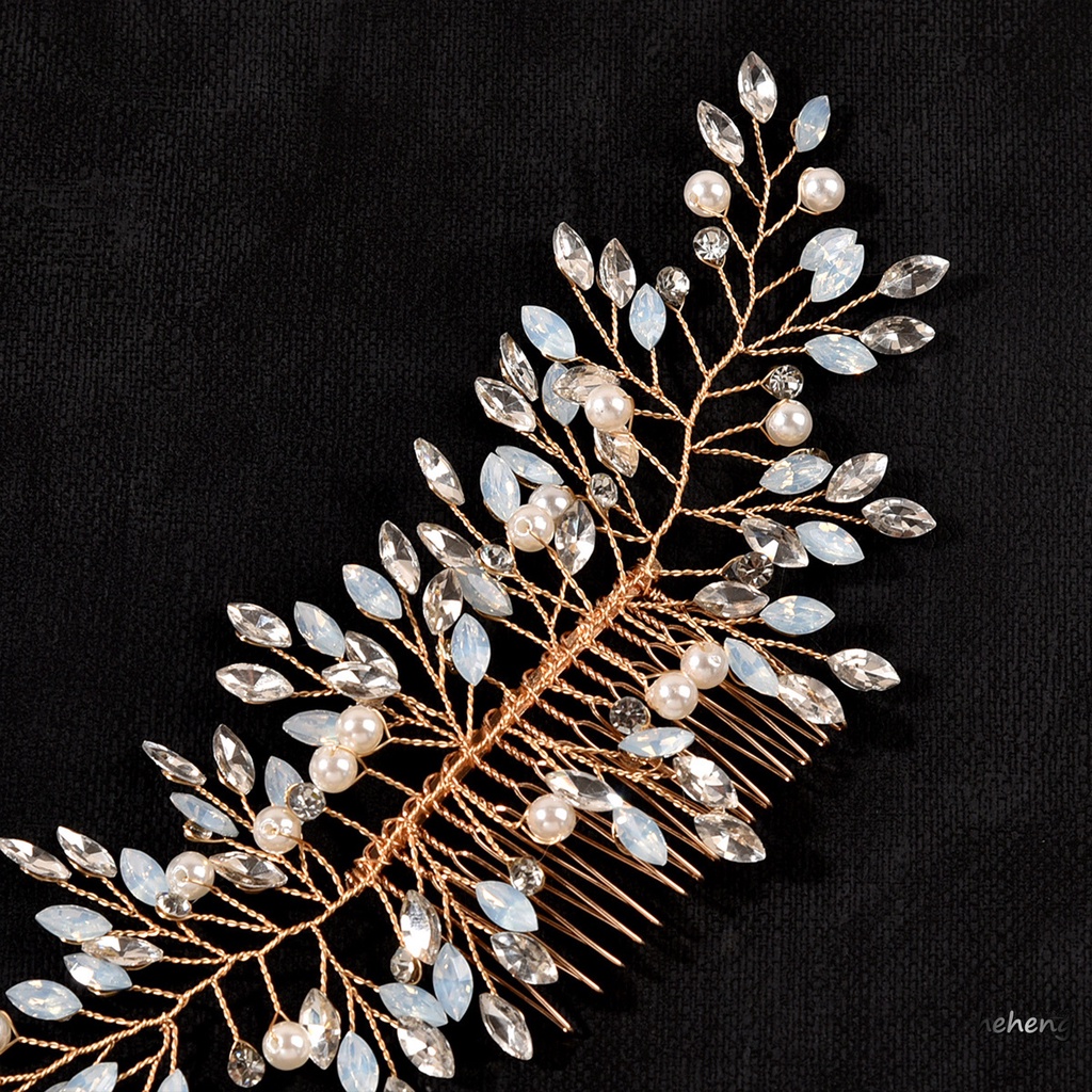 Lược Cài Tóc Hình Hoa Đính Kim Cương Giả Màu Bạc