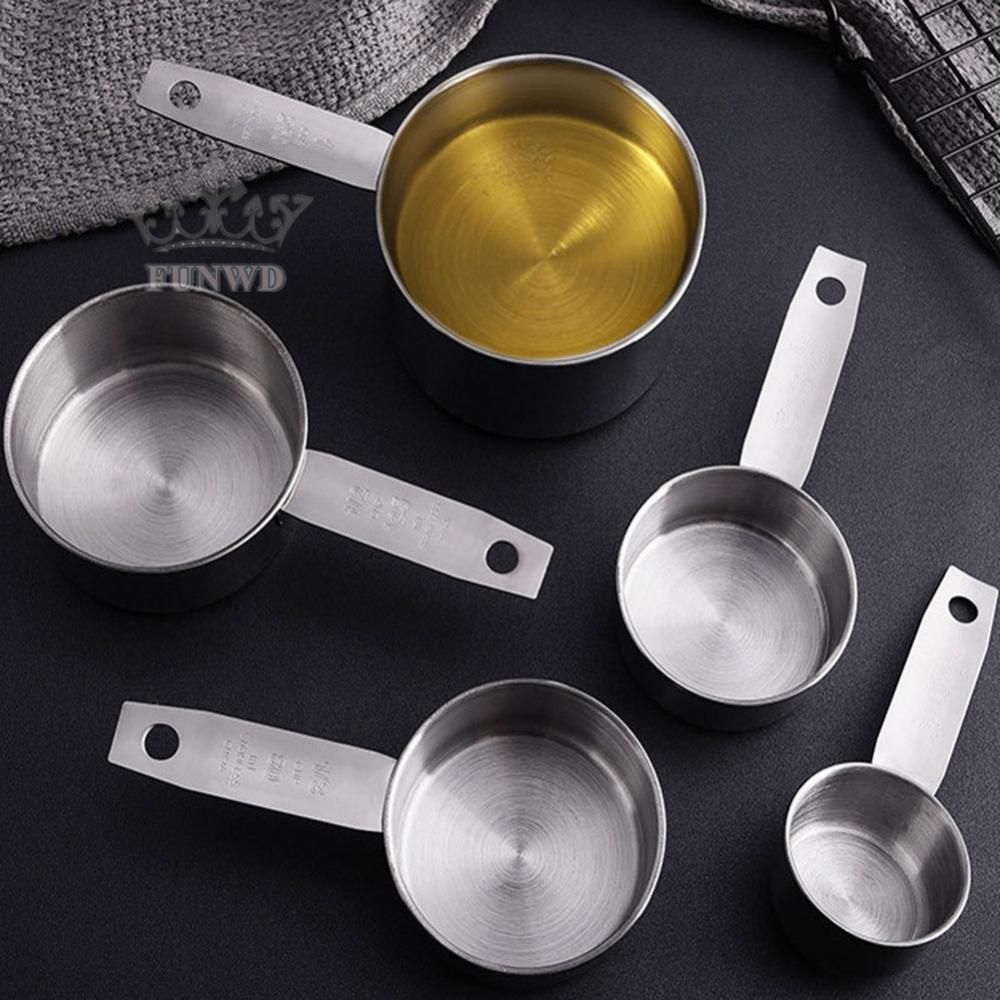 Bộ 5 Muỗng Đo Lường Kèm Tay Cầm Bằng Thép Không Gỉ Mới