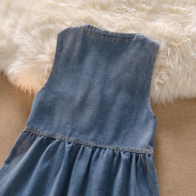 Bộ Áo Sơ Mi Phối Chân Váy Yếm Denim Thời Trang Mùa Hè 2023 Cho Bé Gái 5-6 - 7-8 - 9-10 - 11-12 - 13-14 - 15 Tuổi