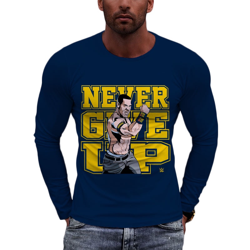 Áo Thun Thể Thao Tay Dài Dáng Ôm In Chữ John Cena Never Give Up Thời Trang Xuân Thu 2023 Cho Nam Và Nữ