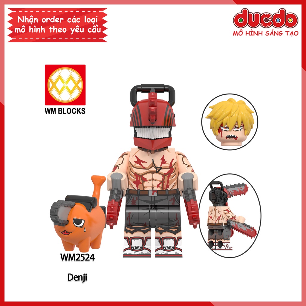 Minifigures nhân vật Quỷ Máy Cưa Chainsaw Man Denji Pochita - Đồ chơi Lắp ghép Xếp hình Mini Mô hình WM WM6159