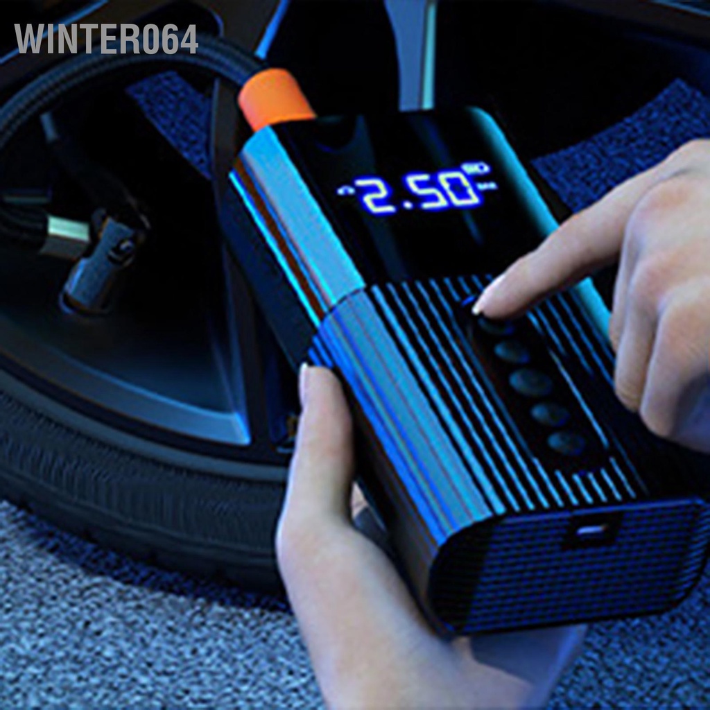 Winter064 Máy Bơm Hơi Lốp Xe Di Động Làm Đầy Nhanh Màn Hình Kỹ Thuật Số Lớn Công Suất Đôi Không Khí Điện Mini Cho Ô Tô Đạp