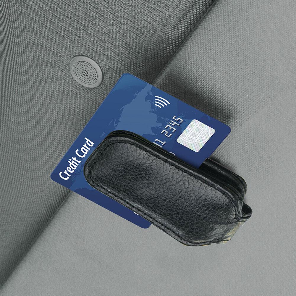 Kẹp Giữ Mắt Kính / Tài Liệu Xe Hơi Bằng Da Bền Đa Năng R4F6