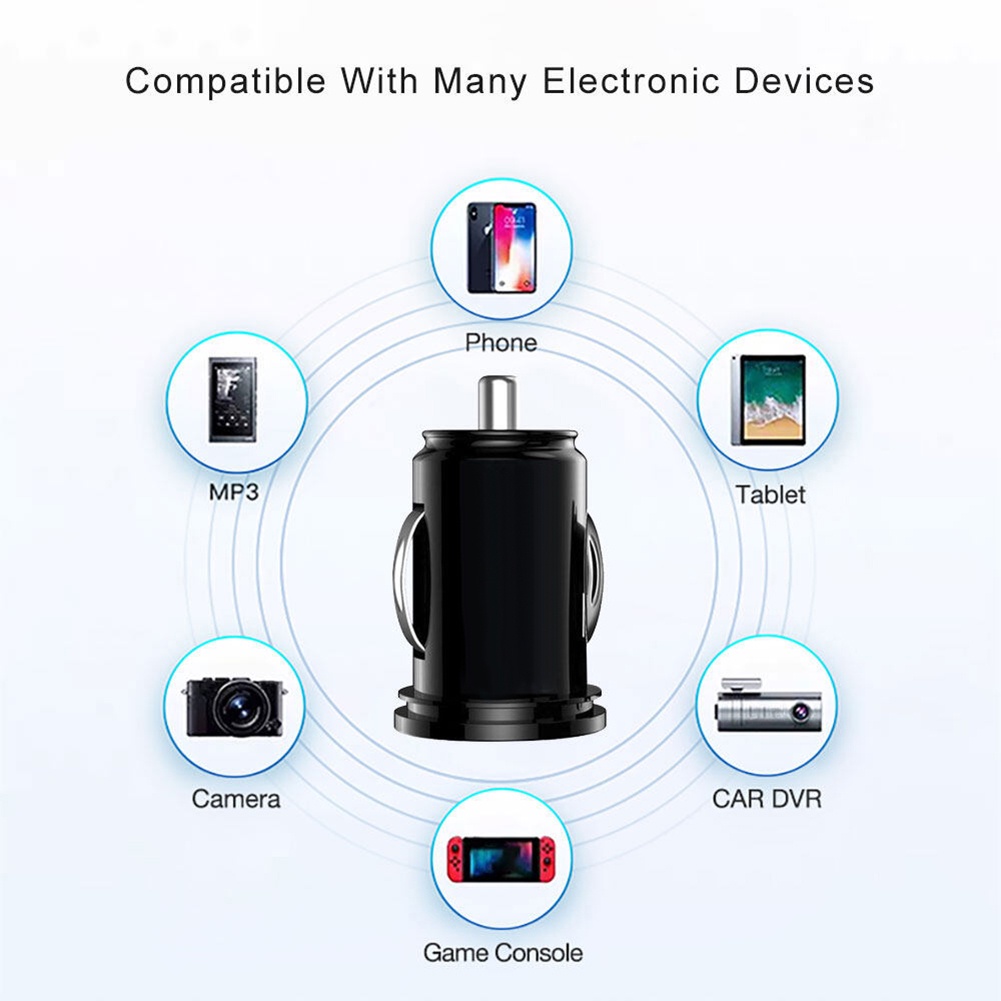 1 Ổ Cắm Sạc Điện Thoại 2 Cổng USB 12V / 24V 2.1A Cho Xe Hơi