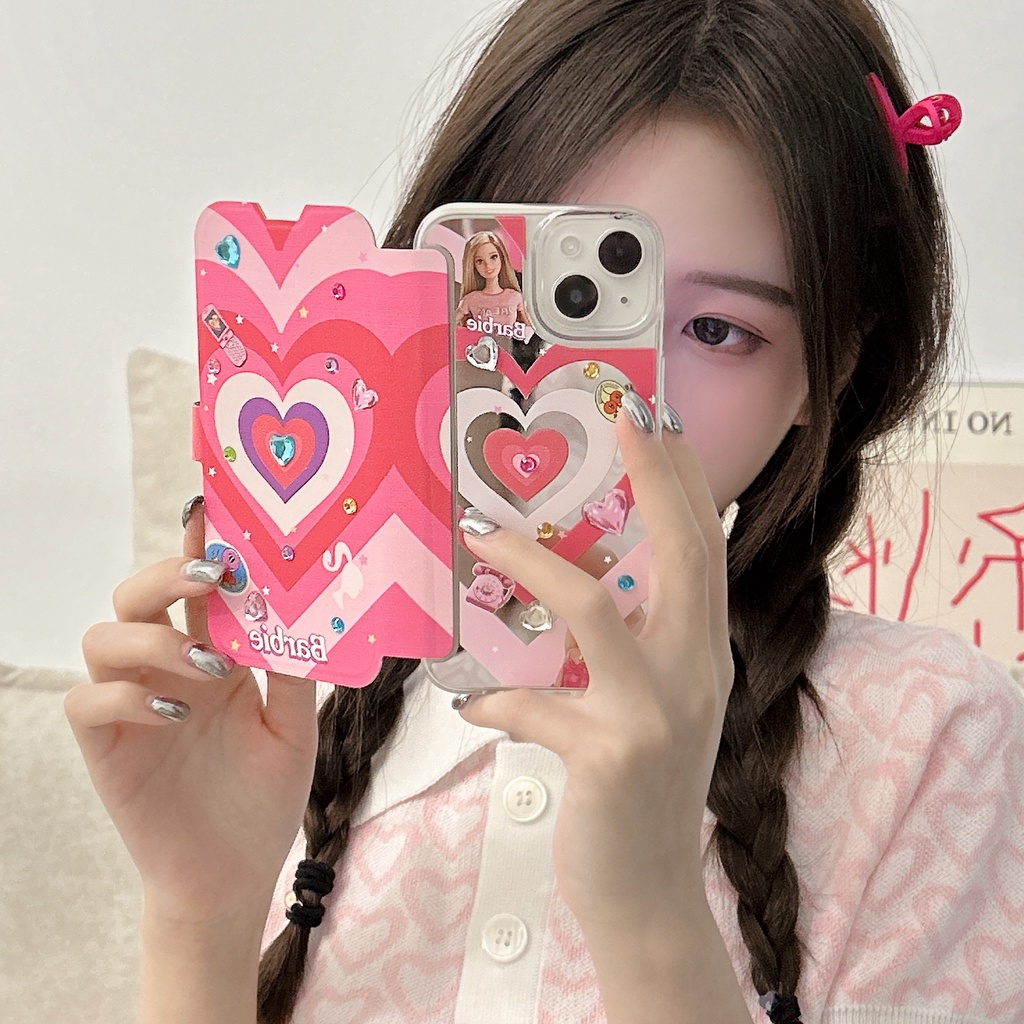 Ốp Điện Thoại tpu Mềm Chống Sốc Tráng Gương Họa Tiết Barbie Cho iPhone 14 13 12 11 PRO MAX