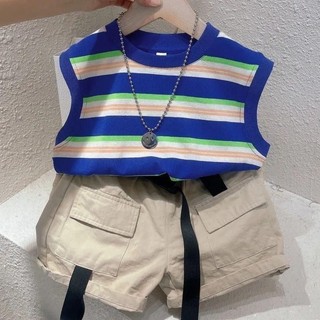 Bộ áo ba lỗ + quần short thời trang mùa hè hàn quốc mới 2023 cho bé trai