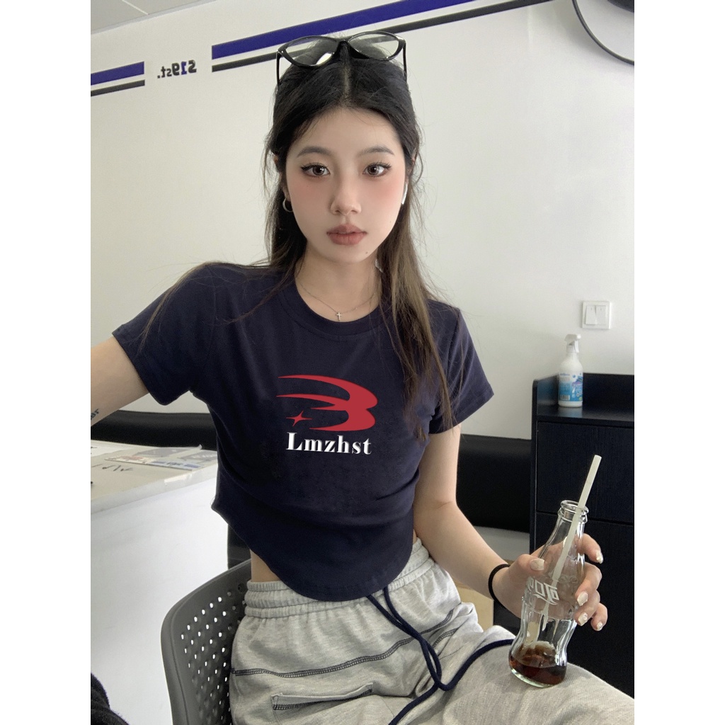 Áo Thun Chui Đầu Cổ Chữ U In Hình Thời Trang Cho Nữ