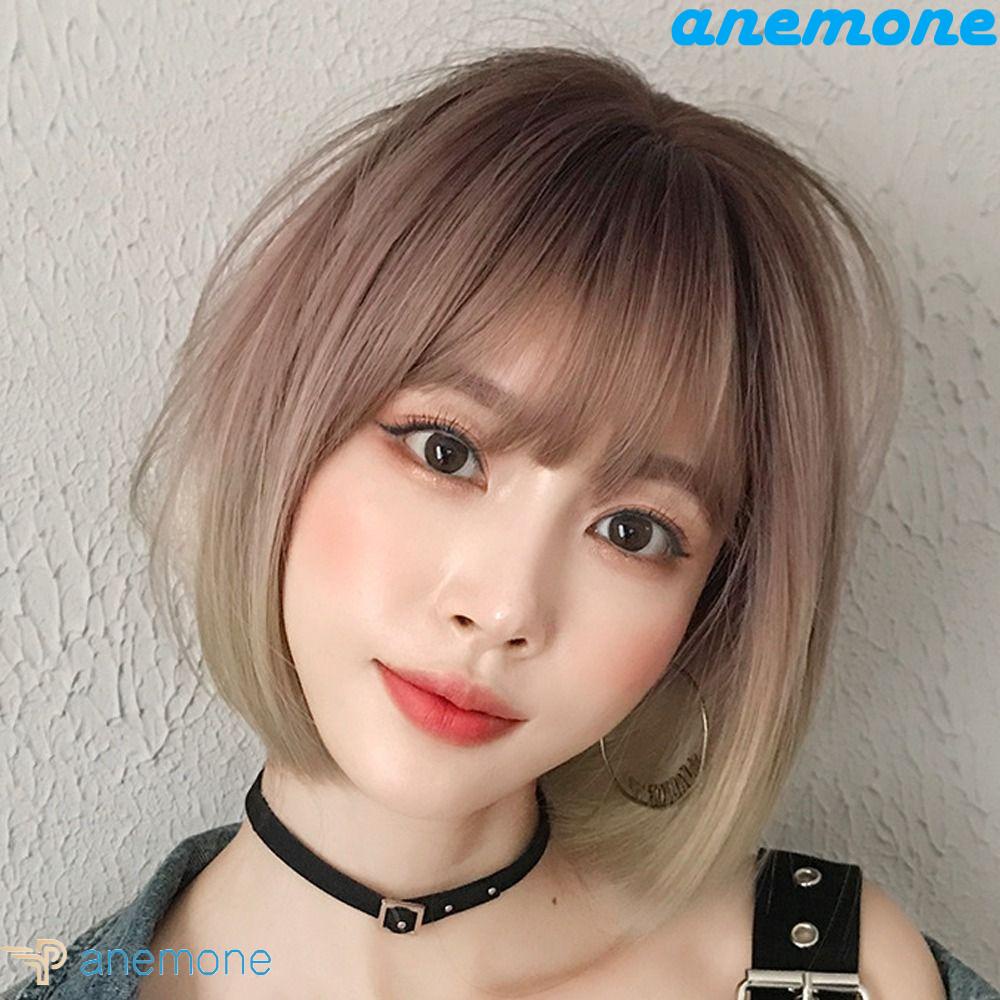 Bộ Tóc Giả Ngắn Thẳng Tự Nhiên Bằng Sợi Tổng Hợp Dành Cho Nữ