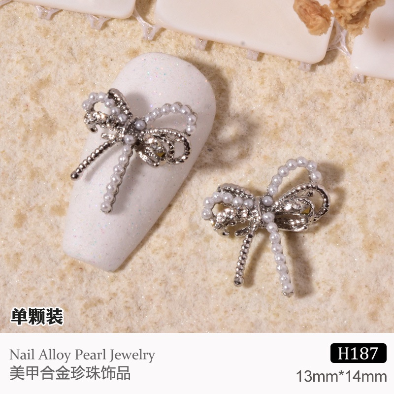 Túi 5 charm nơ đính móng, phụ kiện nail