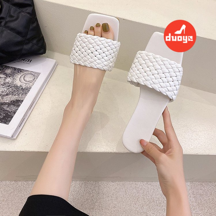 Duoya Dép Lê Đế Phẳng Chống Trượt Mũi Vuông Phong Cách Thần Tiên Đơn Giản Thời Trang Mùa Hè Dành Cho Bạn Nữ Mang Trong Nhà / Ngoài Trời Bán Chạy