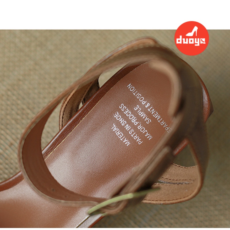 Duoya Tóc Thẳng ~ [Hàng Có Sẵn] Giày Sandal Cao Gót Hở Ngón Quai Mảnh Đế Bằng Phong Cách Roman Cho Nữ Miễn Phí Vận Chuyển