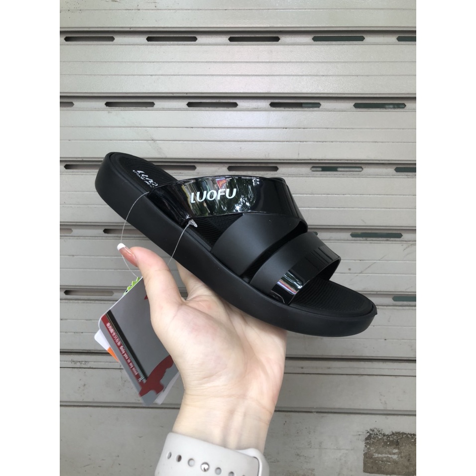 Dép lê nữ LUOFU 3 quai chéo - Nhựa PVC mềm siêu êm E7185