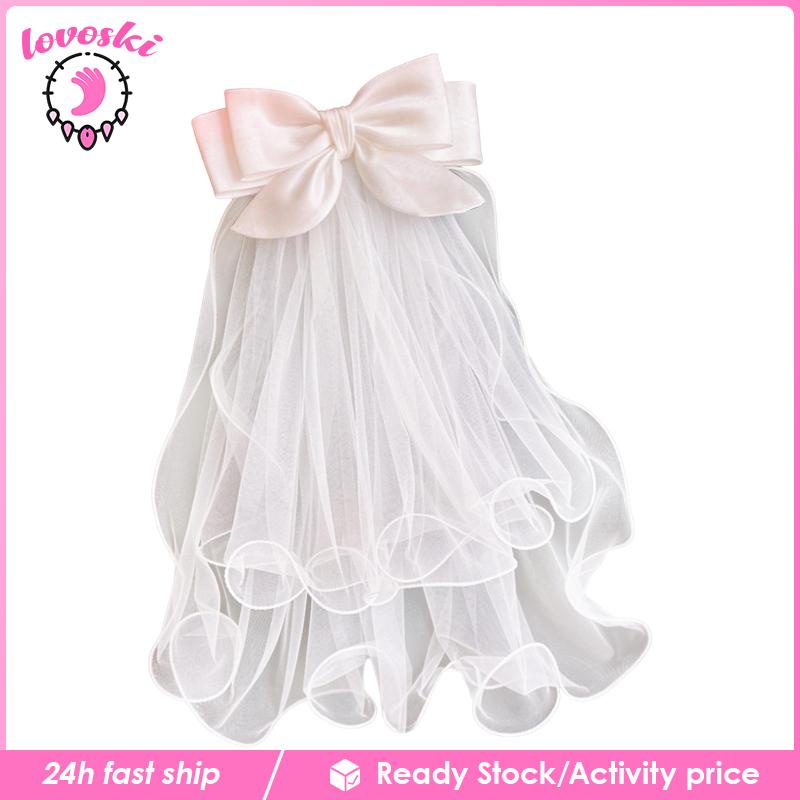 [Lovoski] Nơ Cài Tóc Cô Dâu Màu Trắng Thời Trang Chất Lượng Tốt