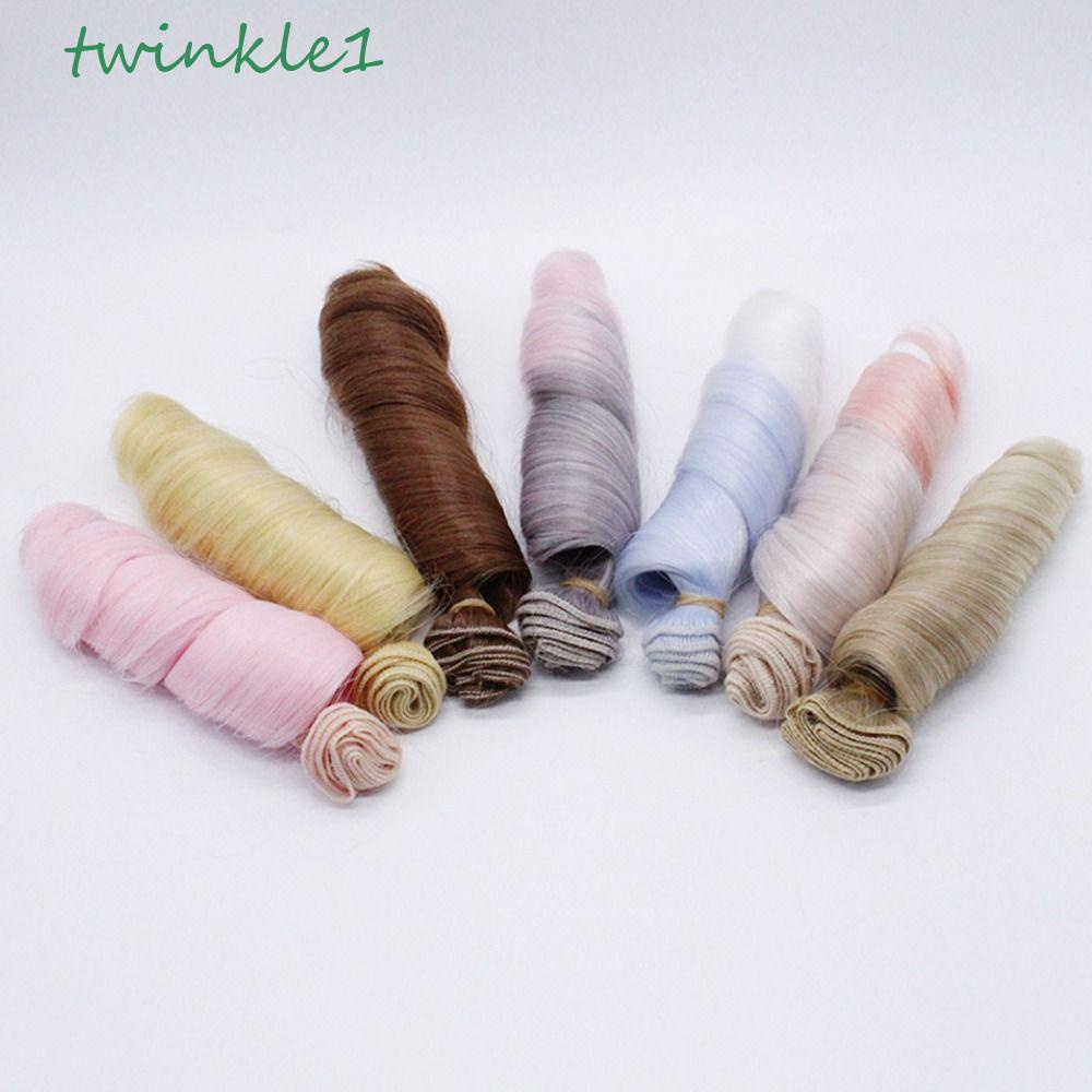 Bộ Tóc Giả Xoăn Màu Nâu Bằng Sợi Tổng Hợp Chịu Nhiệt Cao 15 * 100cm Dành Cho Búp Bê