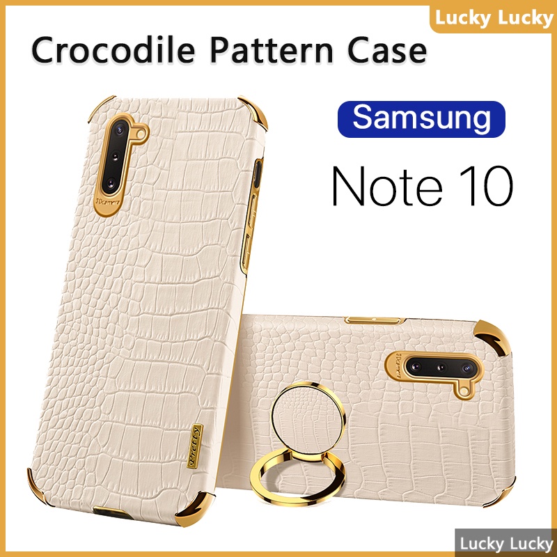 ốp lưng Samsung Note 10 Plus 10 Lite Họa Tiết Cá Sấu Giá đỡ vòng đeo tay PU Cover Máy ảnh bảo vệ toàn diện Mạ vàng Mảnh khảnh cảm xúc tuyệt vời Chống vân tay tản nhiệt lót Note 20 Ultra 9 8
