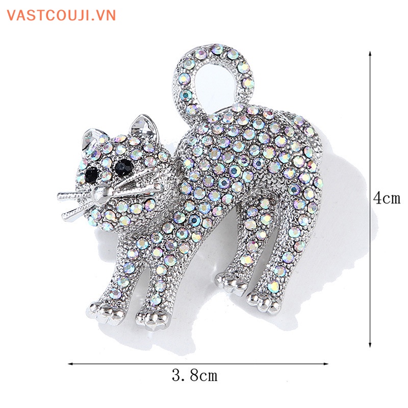 Ghim Cài Áo Hình Mèo Đính Đá Nhân Tạo Thời Trang