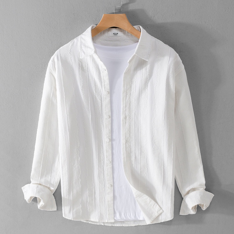 Áo Sơ Mi Cotton Lanh Tay Dài Dáng Rộng Thoáng Khí Thời Trang Xuân Thu Cho Nam