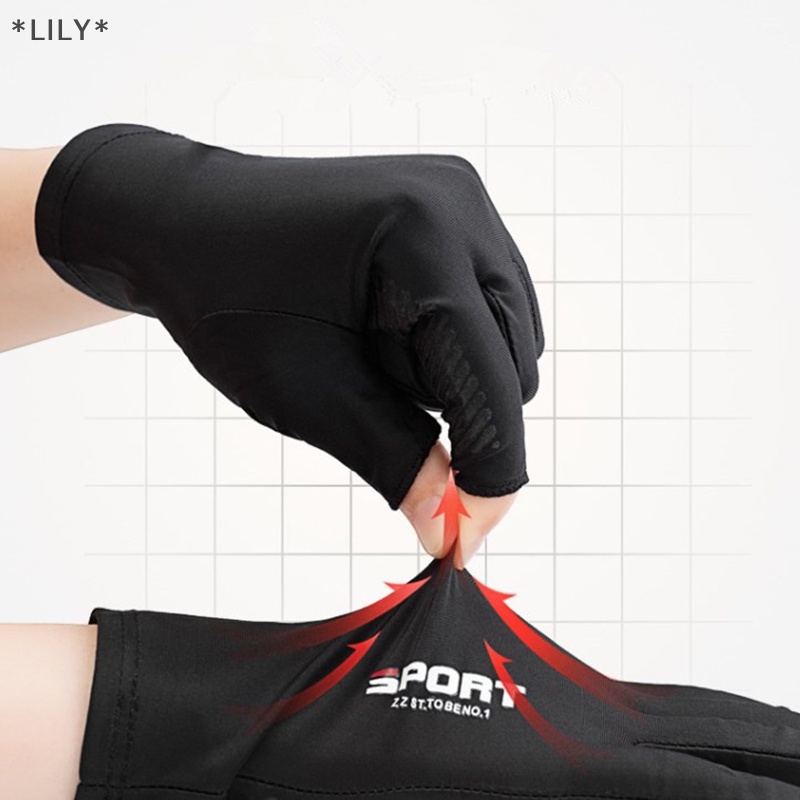 Lily mùa hè găng tay người đàn ông băng lụa mặt trời proction lái xe găng tay Găng tay câu cá thoáng khí uuu