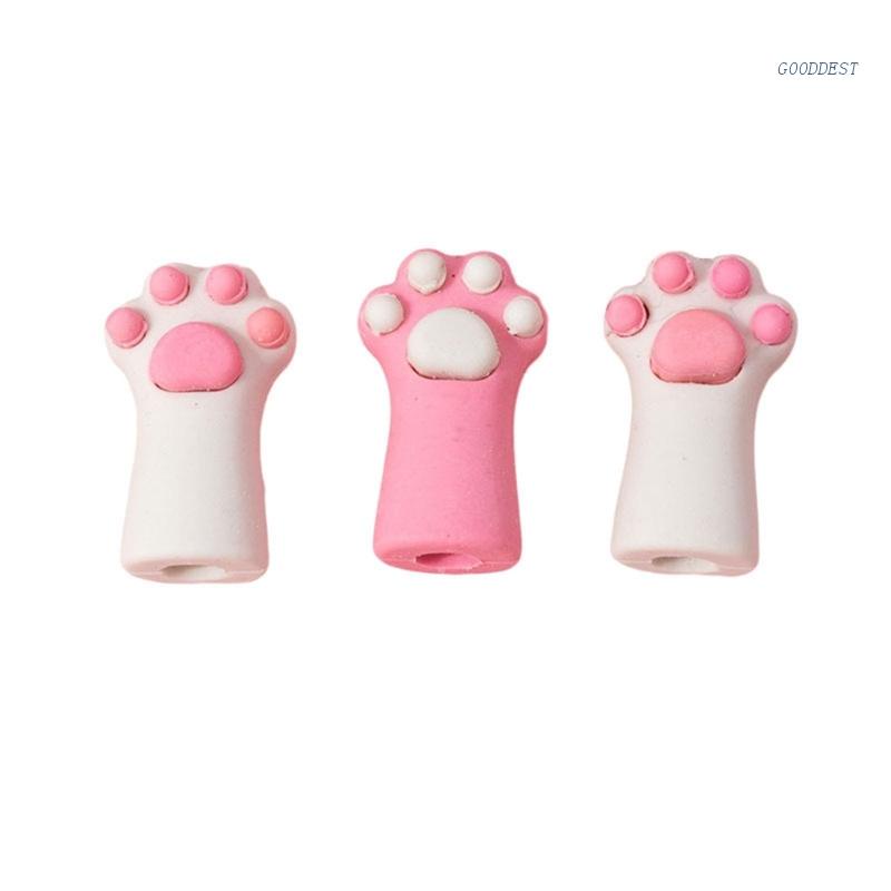 Set 3 Nắp Đậy Bút Chì Bằng Silicon Hình Chân Mèo Hoạt Hình