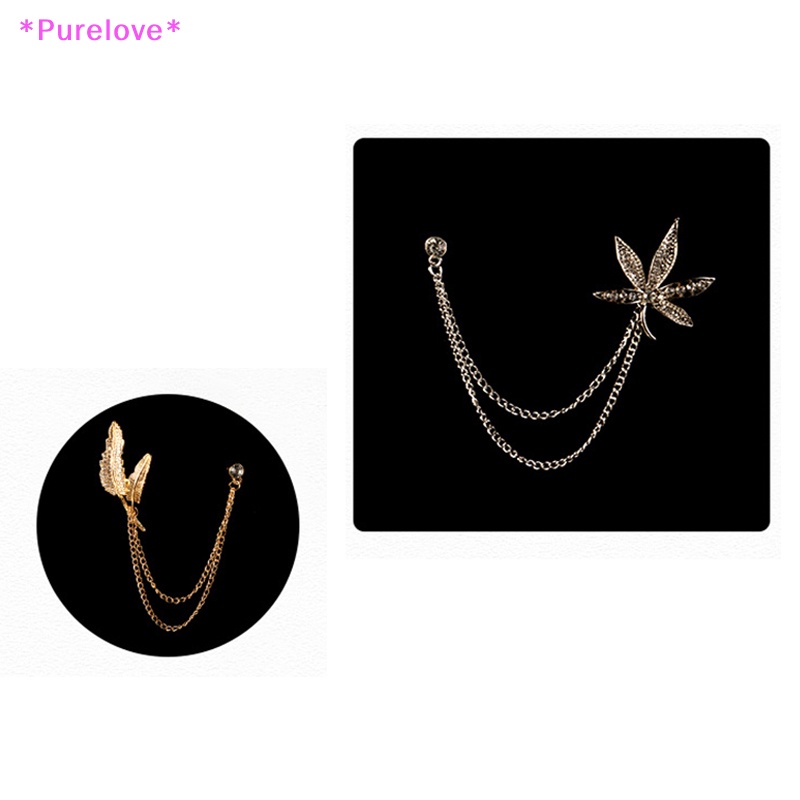 Ghim Cài Áo Hình Chiếc Lá Phối Tua Rua Đính Đá Pha Lê Thời Trang Cho Nam Và Nữ Mới