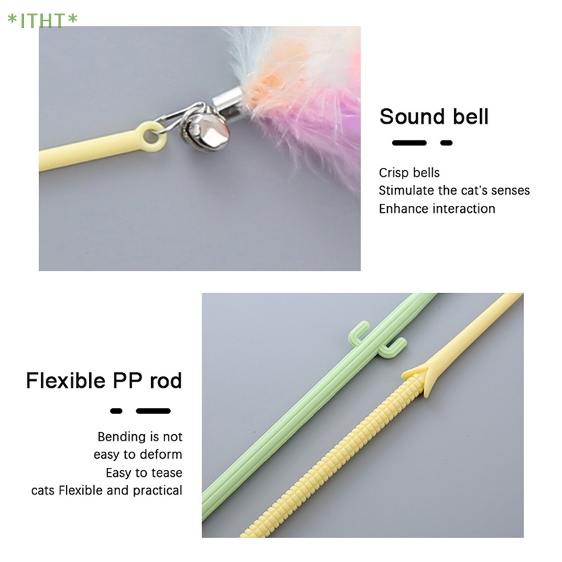 Bộ 1 Gậy Đồ Chơi Gắn Lông Vũ Vui Nhộn Cho Mèo Cưng Mới