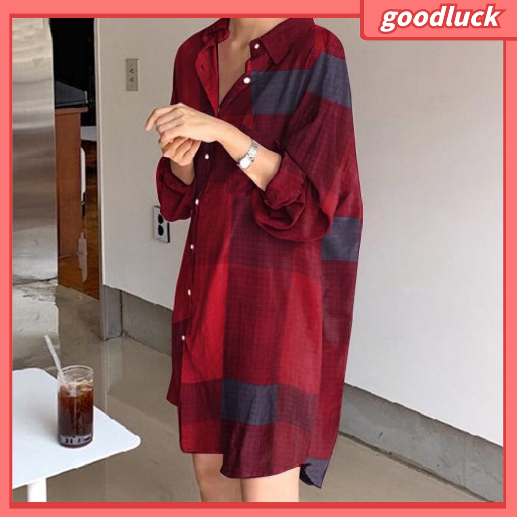 Áo Sơ Mi Tay Dài Dáng Rộng In Họa Tiết Màu Sắc Tương Phản Thời Trang Cho Nữ